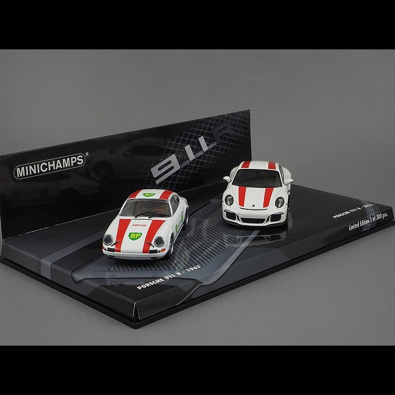 Set Porsche 911 R 1967 - 2016 white / red 1/43 Minichamps