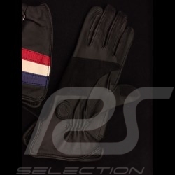 Gants de conduite Gulf Racing cuir noir Driving Gloves Racing black leather Fahren Handschuhe Gulf  Racing schwarz Leder