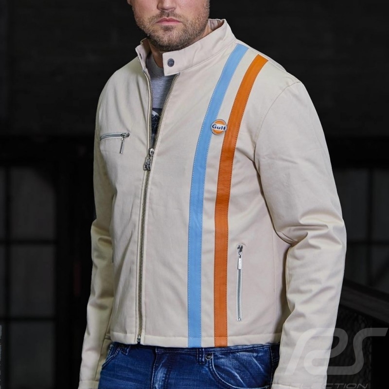 Jacke Gulf Vintage Leder Streifen Baumwolle﻿ beige - Herren