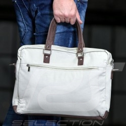 Messenger bag Gulf with strap and handles beige leather / fabric