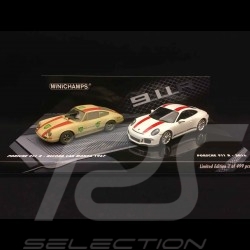 Set Porsche 911 R 1967 - 2016 " finish line " weiß / rot 1/43 Minichamps 412066220