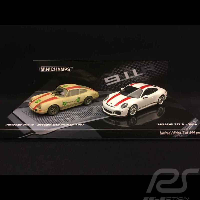 Set Porsche 911 R 1967 - 2016 " finish line " weiß / rot 1/43 Minichamps 412066220
