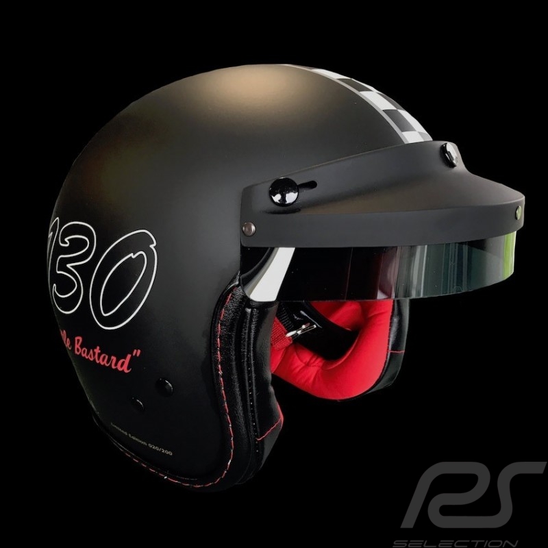 Helm James Dean n° 130 Little Bastard Schwarz / karierter Streifen