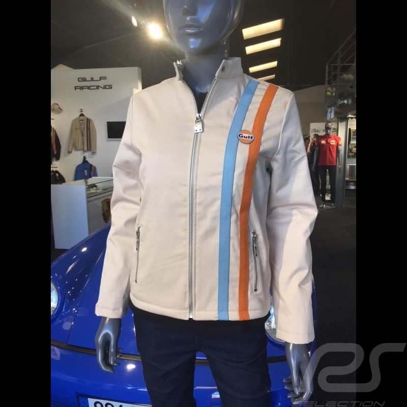 Jacket Gulf Vintage leather stripes cotton beige - women