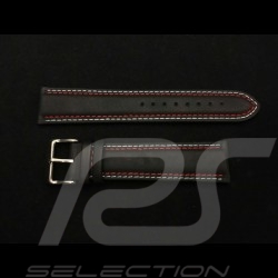 Watch strap Racing team black leather / Martini red and blue stitching