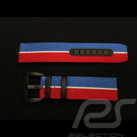 Bracelet de montre Motorsport bleu / rouge / blanc Watch strap Uhrenarmband 