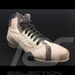 Hi-top Sneaker / Basket hohe Schuhe Stil Rennfahrer altweiß grau Leder - Herren