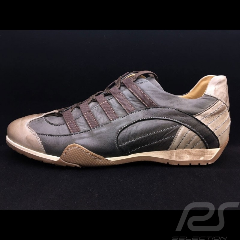 Sneaker / basket shoes style race driver anthracite grey leather - men