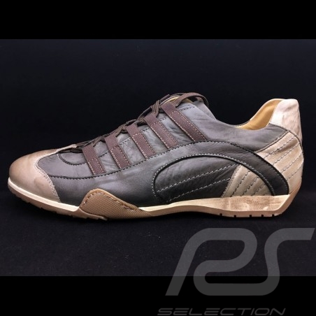 Chaussure Sport sneaker / basket style pilote cuir gris anthracite grey Anthrazit grau - homme men herren