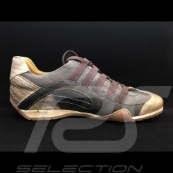 Chaussure Sport sneaker / basket style pilote cuir gris anthracite grey Anthrazit grau - homme men herren