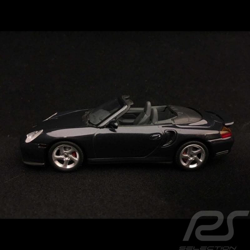 Porsche 911 type 996 Turbo Cabriolet 2004 1/43 Minichamps WAP02010114 bleu gris blue grey blau grau metal