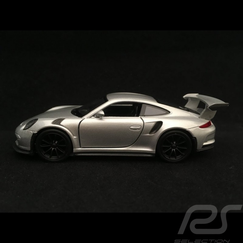 Porsche 911 GT3 RS type 991 pull back toy Welly silver grey