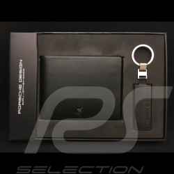 Set Porsche Geldbörse Geldhalter H8 mit Schlüsselanhänger schwarze Leder Touch Porsche Design 4090002481