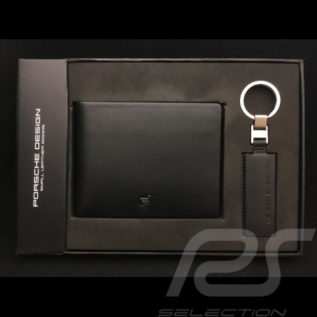 Set Porsche Geldbörse Geldhalter H8 mit Schlüsselanhänger schwarze Leder Touch Porsche Design 4090002481