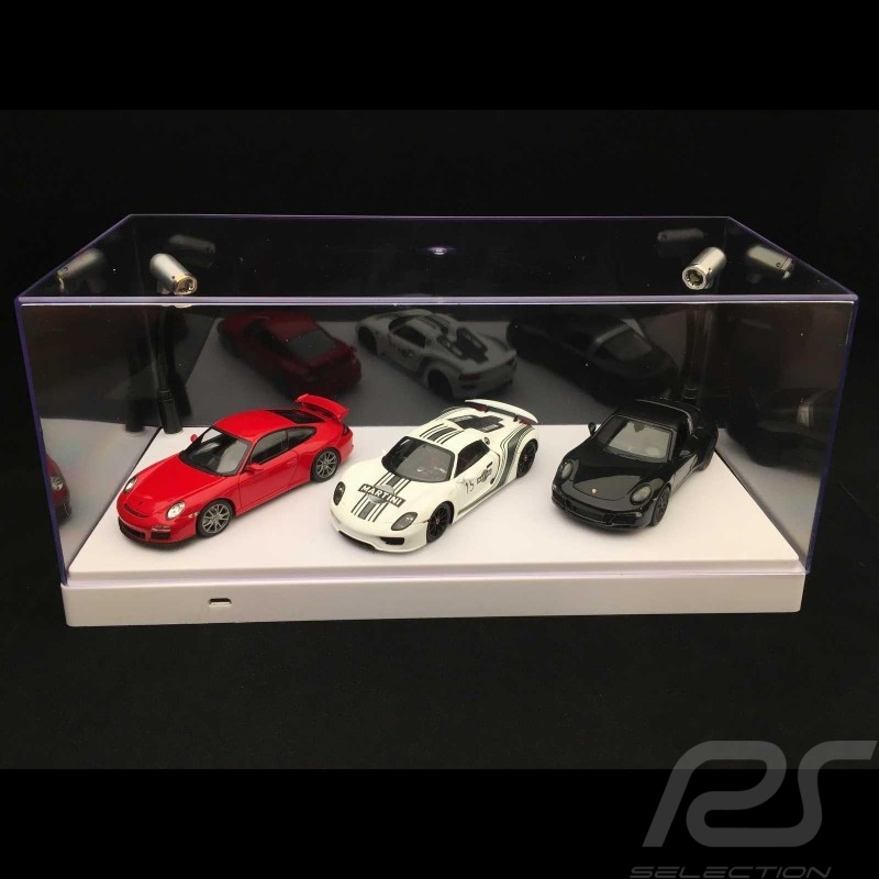Vitrine 1/18 1/24 1/43 LED-Beleuchtung weiße basis