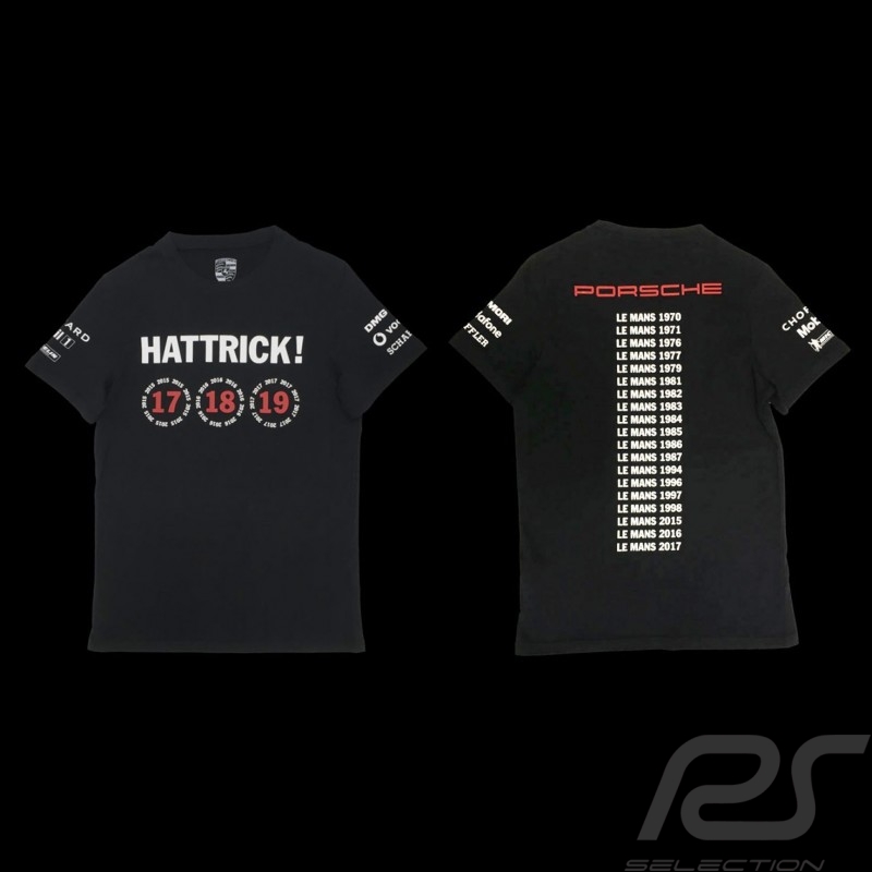 T-shirt Porsche 919 Hattrick Le Mans 2015 2016 2017 Porsche Design WAP181 - mixte noir black  schwarz 