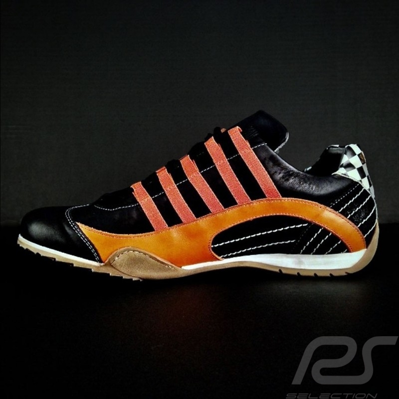 Sneaker / basket shoes style race driver Gulf black / orange - men
