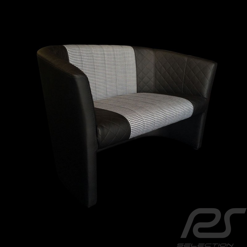 Two-places Tub chair Racing Inside houndstooth black / white