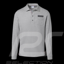 Porsche polo shirt Classic Collection light grey flecked long sleeves Porsche WAP714K  - men