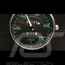 Automatikwerk Uhr Porsche 911 Tachometer chrom Gehause / schwarz Wahl / grüne  Zahlen