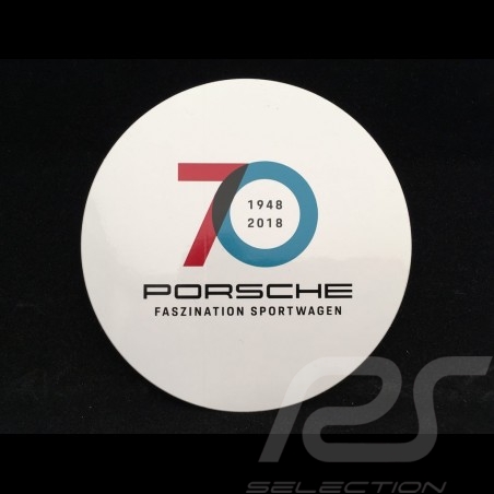 Porsche Aufkleber 70 Jahre 1948 - 2018 für die Innenseite von Gläsern