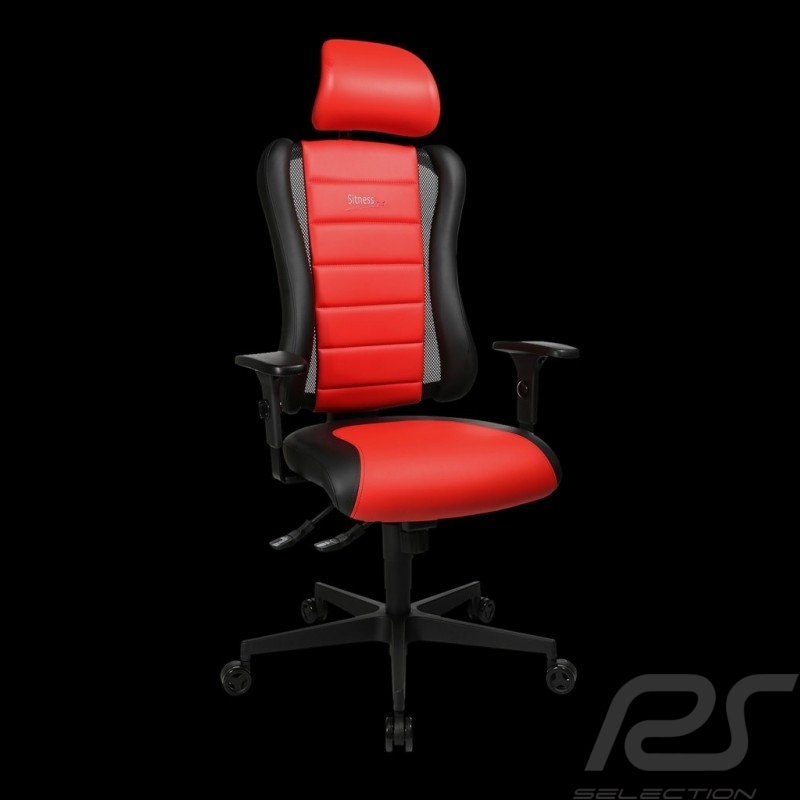 Siège de bureau ergonomique Sitness RS Sport Rouge indien / noir basalte simili cuir fauteuil gamer Made in Germany burostuhl ar