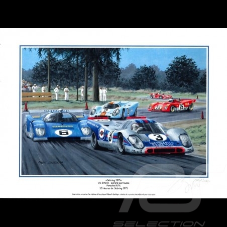 Porsche Poster 917 K n° 3 Martini winner 12h de Sebring 1971 30 x 40