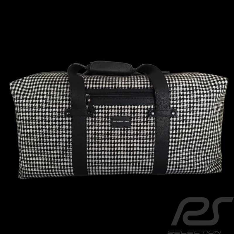 Großer Reisetasche 911 classic Pepita Hahnentritt / schwarze Leder