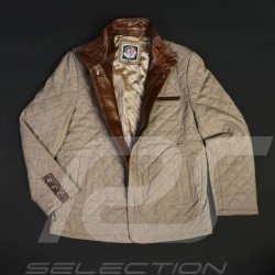 Gentleman driver quilted Leather jacket Derek Bell signature taupe - men