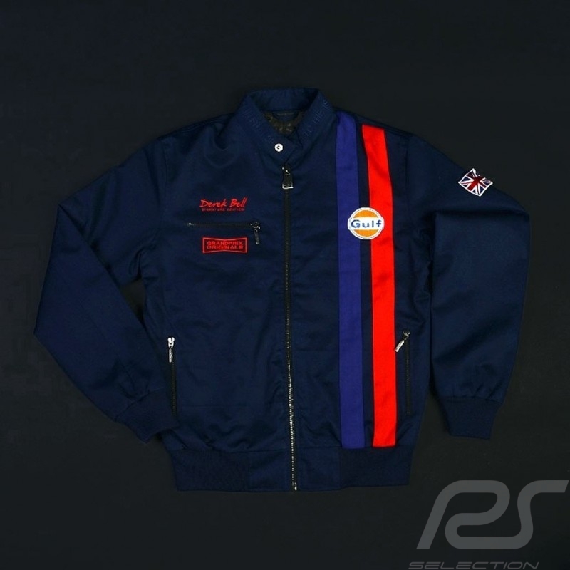 Veste Gulf Racing Derek Bell signature bleu marine - homme Jacket Jacke