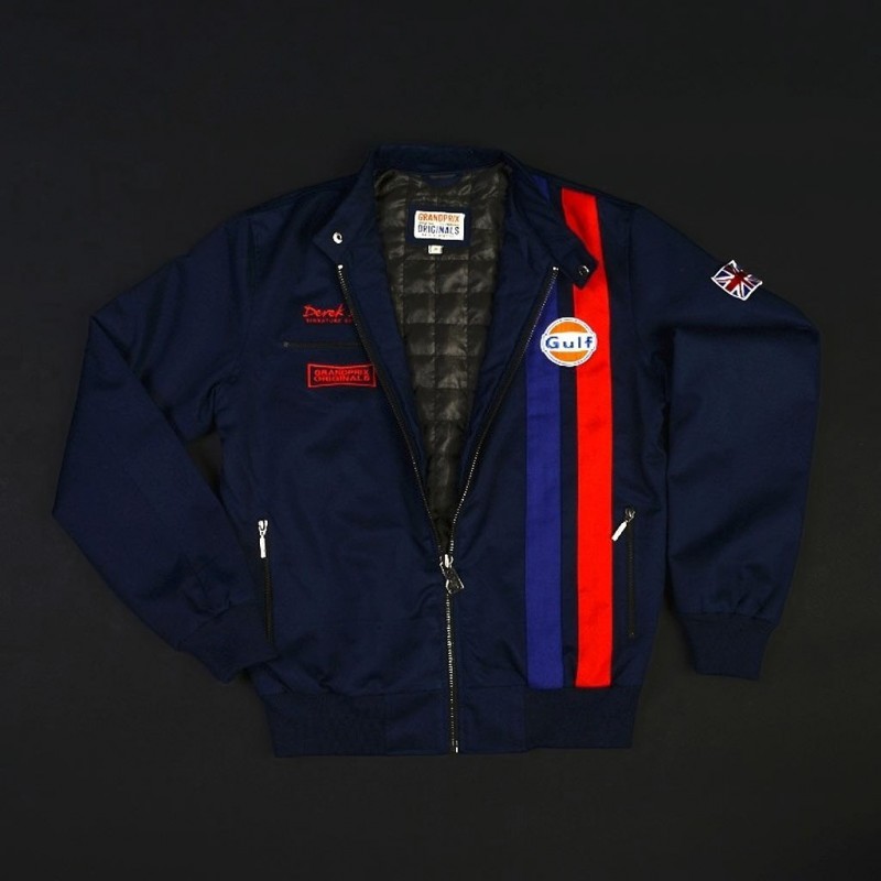 Gulf Racing jacket Derek Bell signature navy blue men