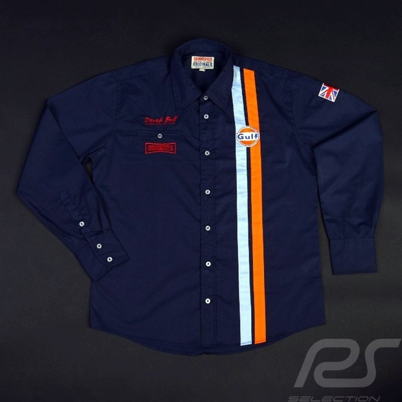 Gulf Racing Shirt Derek Bell signature navy blue - men