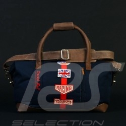 Gulf Travel bag Derek Bell signature navy blue cotton / leather