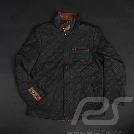 Gentleman driver quilted Leather jacket Derek Bell signature black - men