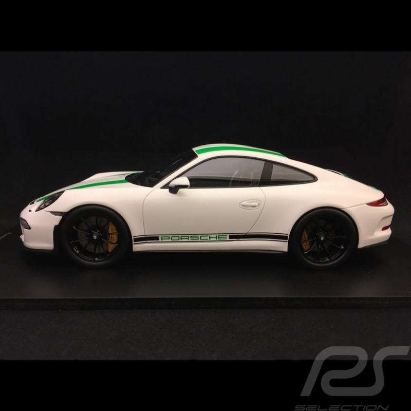Porsche 911 R type 991 2016 weiß grüne Streifen 1/18 Spark 18S236
