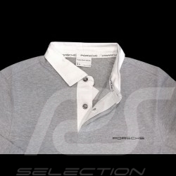 Porsche polo shirt Classic light grey / white collar long sleeves Porsche WAP916 - men