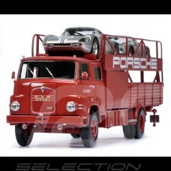 Camion MAN 635 Diesel 1960 transporteur Porsche rouge 1/18 Schuco 450008100 carrier truck LKW-Träger