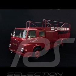 Camion MAN 635 Diesel 1960 transporteur Porsche rouge 1/18 Schuco 450008100 carrier truck LKW-Träger