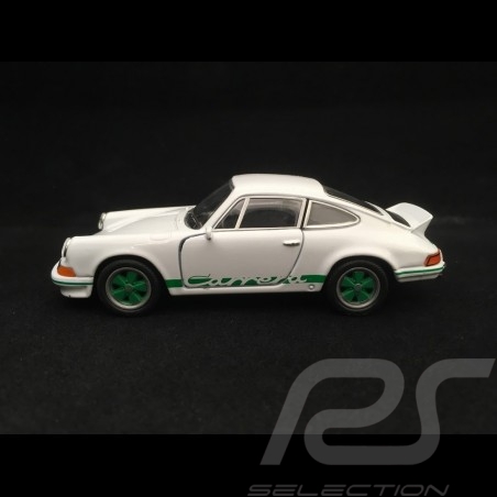 Porsche 911 Carrera RS 2.7 pull back toy Welly white / green