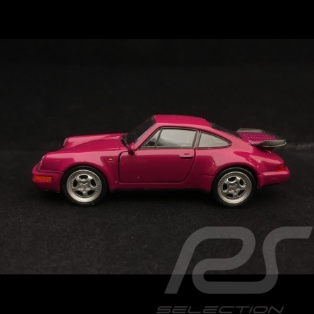 Porsche 911 Turbo type 964 1990 jouet à friction Welly framboise pull back toy Spielzeug Reibung raspberry Himbeere