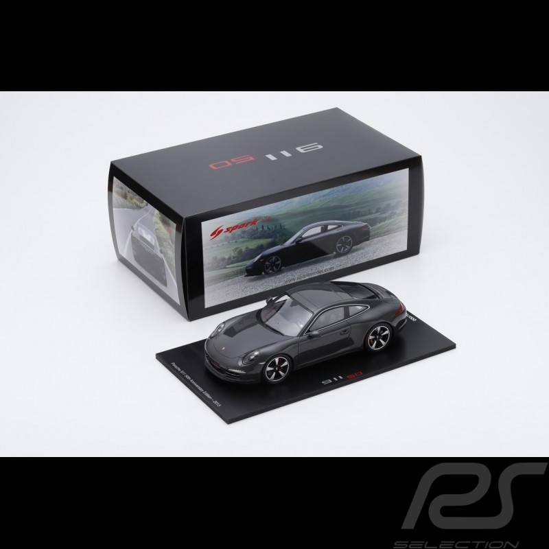 Porsche 911 type 991 Carrera S 50 ans 1/18 Spark 18SP066 gris graphite grey grau 50 years 50 Jahre