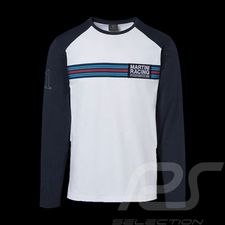 T-shirt Porsche Martini Collection blanc / bleu Porsche WAP553 manches longues long sleeves lang armel homme men herren