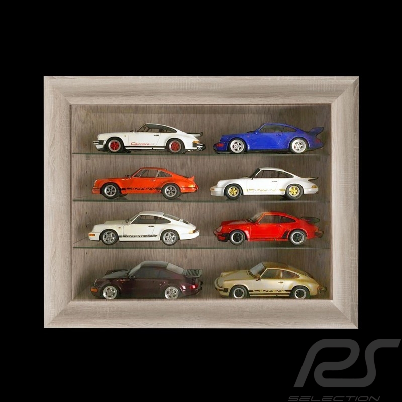 Wandvitrine für 8 bis 60 Porsche miniature 1/43 1/24 1/18 - Eiche