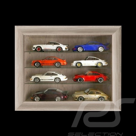 Vitrine murale pour 8 à 60 miniatures Porsche à l'échelle 1/43 1/24 1/18 - Chêne Oak Eiche Wall showcase Wandvitrine 