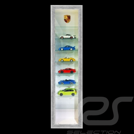Wandvitrine für 9 Porsche Miniaturen im Maßstab 1/18 - Grau