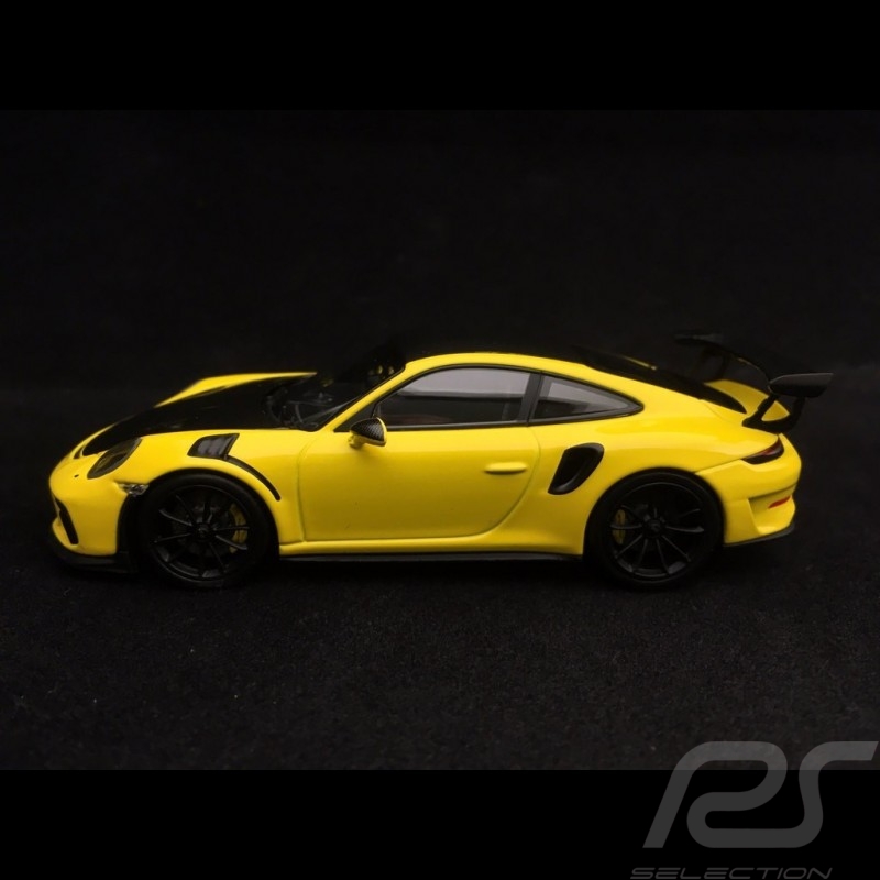 Porsche 911 GT3 RS type 991 Pack Weissach 2018 jaune racing / noir 1/43 Minichamps WAX02020085
