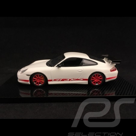 Porsche 911 type 996 GT3 RS 2004 1/43 Minichamps WAP02011114 blanche bandes rouges white red stripes weiß rote streifen