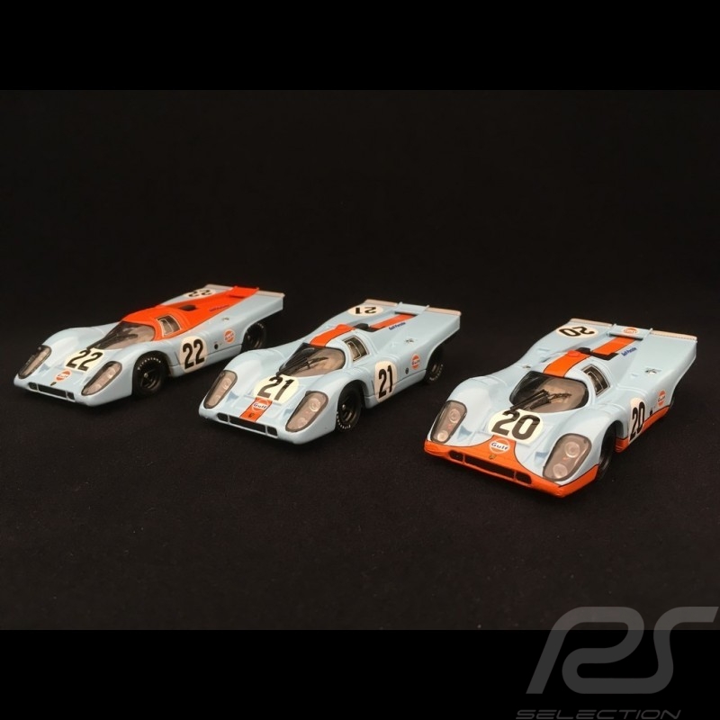 Set Porsche 917 K Le Mans 1970 Gulf JWA 1/43 Brumm R493 R494 R495