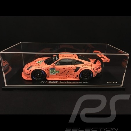 Porsche 911 RSR 991 vainqueur winner sieger 24h Mans 2018 n° 92 Cochon rose Pink Pig Sau 70 ans Porsche 1/18 Spark WAP0219250K