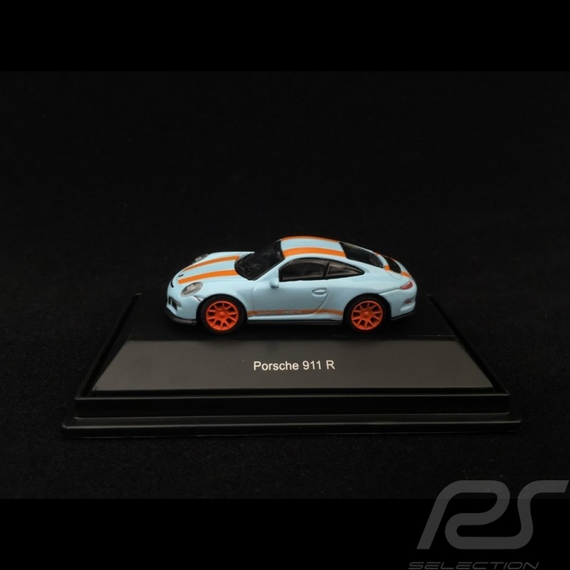 Porsche 911 R type 991 2018 bleu gulf bande orange 1/87 Schuco 452637500